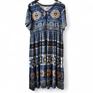 90s vintage boho tapestry maxi dress